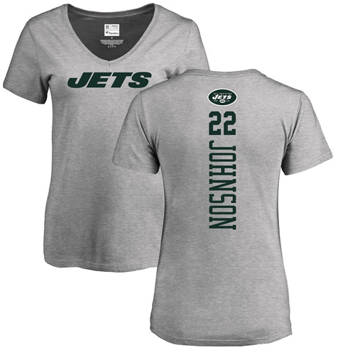New York Jets Ash Women Trumaine Johnson Backer NFL Football #22 T Shirt